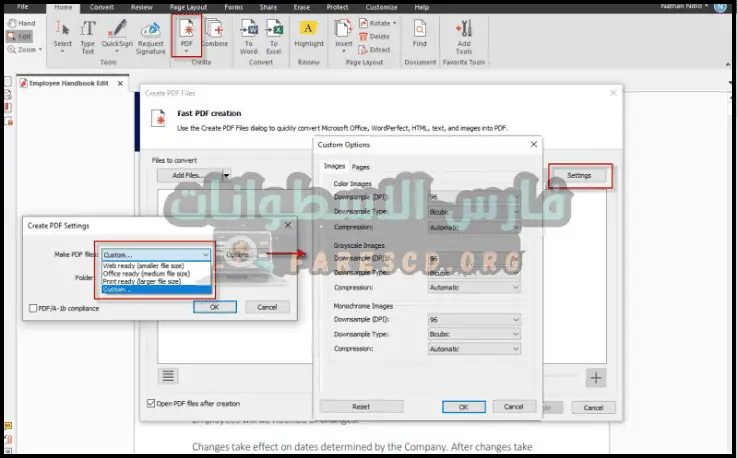 واجهة Nitro PDF Professional تعرض الأدوات اللازمة لتحرير مستندات PDF وتحويلها وإدارتها.
