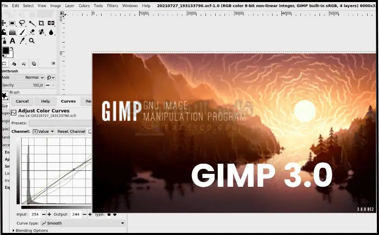 شعار GIMP الذي يتضمن صورة كرتونية مرحة لضفدع أخضر يحمل فرشاة رسم، يمثل برنامج تصميم جرافيكي مجاني