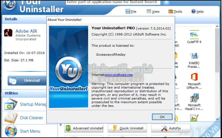 تحميل برنامج Your Uninstaller كامل مع التفعيل خالية من ميديا فاير